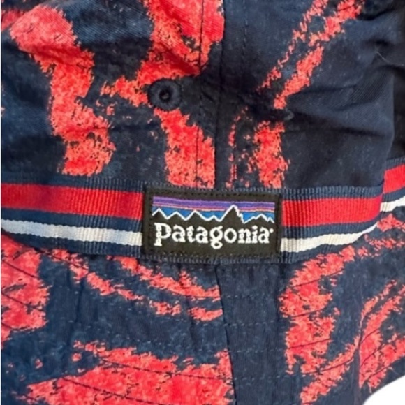 Patagonia Vintage Blue Red Bucket Hat Unisex One Size - Picture 5 of 5